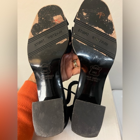 Stuart Weitzman black open toe leather sandals with ankle strap size 9AA - Picture 10 of 12